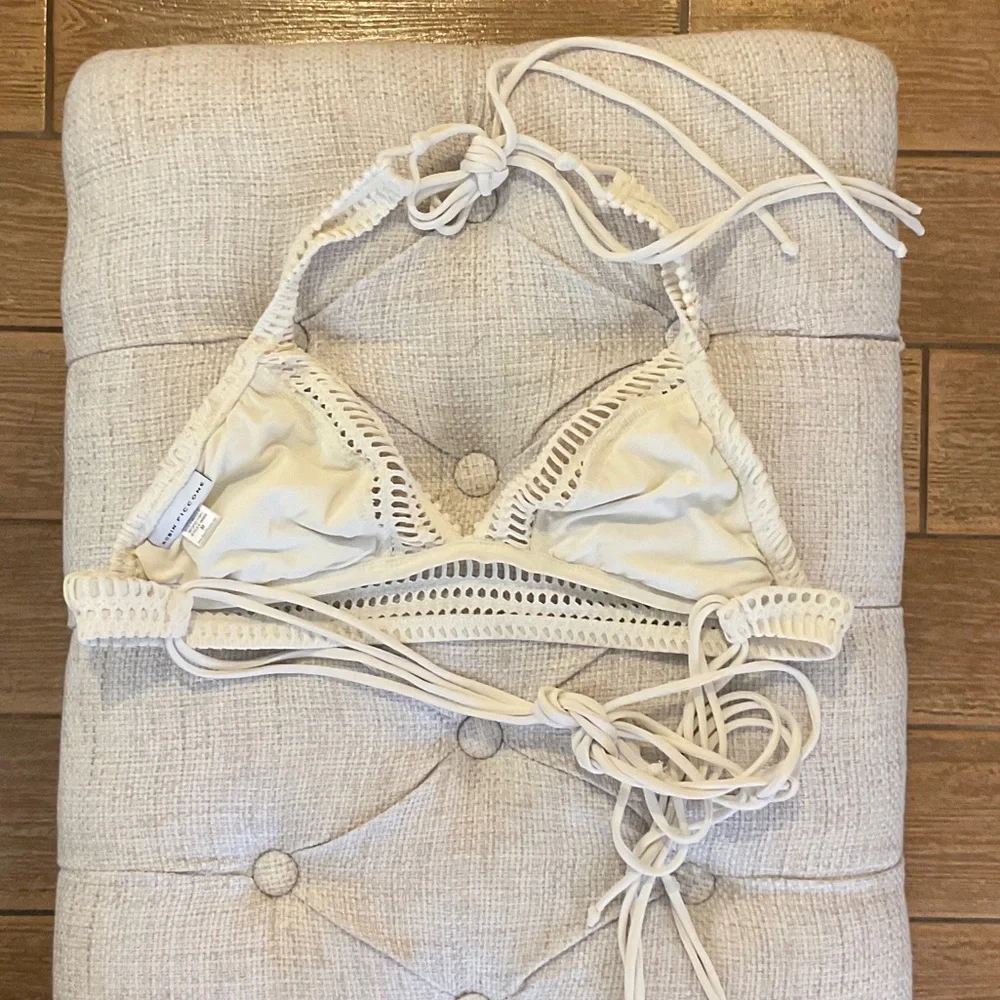 Robin Piccone Cream Crochet-Trim Bikini Top - Picture 3 of 3